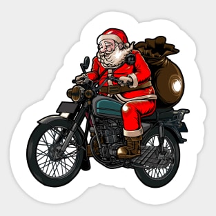 Christmas Santa Biker Sticker